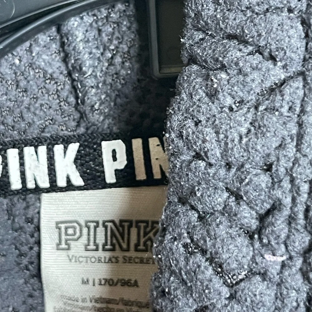 Victoria’s Secret Pink Sweatshirt Gray Hoodie Full Zip Fleece Size Medium - Picture 4 of 6